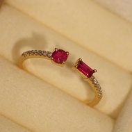 18K金紅寶石圓形和長方形戒指 18K Gold Ruby Round and Baguette