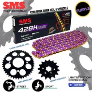 Y15-ZR Y15 V1 V2 428HD-132L HTM SMS 42H MUSK CHAIN 428 SPROCKET SET PURPLE CHAIN & SPROCKET Y15ZR YT