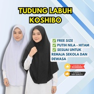 TUDUNG LABUH FREESIZE TUDUNG HITAM PUTIH LABUH TUDUNG KOSHIBO HIJAB