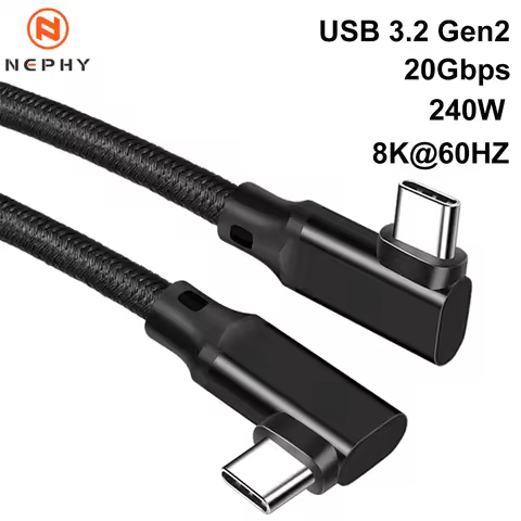 240W 90 Degree USB 3.2 Gen2 Type C To C Cable For iPhone 15 16 17 Pro Max Xiaomi Mi VR Link TV 0.2M 