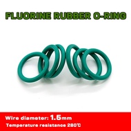 ((FX) Fluorine Rubber O-Ring Green FKM Wire Diameter 1.5mm Outer Diameter 5-50mm Oil Resistant Acid 