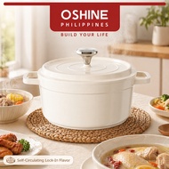 OShine Cast Iron Enamel Pot 24CM Casserole Dutch Oven Pot Soup Pot Induction Cooker & Gas Stove