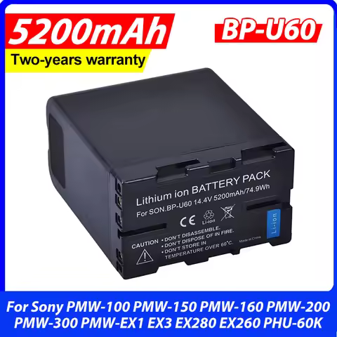 New 5200mAh BP-U60 BP U60 BPU60 BP-U90 Battery for Sony PMW-100 PMW-150 PMW-160 PMW-200 PMW-300 PMW-