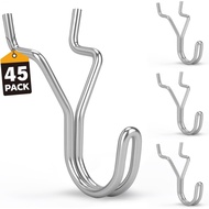 ELEAD 45-Piece Pegboard Hooks J-Hook, Silver J Hooks for Pegboard, Fits 1/8” & 3/16” Pegboards, Heav