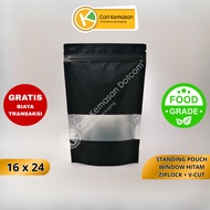 Standing Pouch 16 x 24 Black Ziplock Window Plastic Packaging