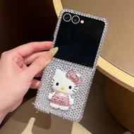 Full Diamond Case Samsung Z Flip34567 7FE Phone Case Rhinestone KT Hand Strap FindN3Flip/N2Flip Fold