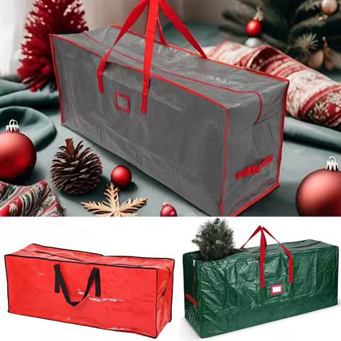 LUSQI Christmas Tree Storage Bag For 7.5-9ft Trees Multifunctional Storage Bag Waterproof Red Green 