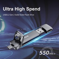 SSK 550MB/S แฟลชไดรฟ์ 1TB 2 in 1 OTG Flash Drive Type C Thumb Drive USB3.2 Gen2 Solid State Flash Drive fgjk