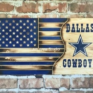DALLAS Cowboy themed wooden flag art wall decoration