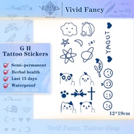 [Vivid Fancy] 12*19cm GH Tattoo Sticker Waterproof Healthy Herbal Lasts to 2 weeks