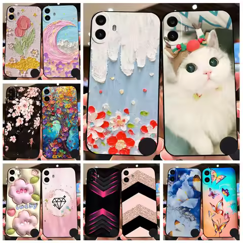 For Nothing CMF Phone 1 Global Case Flower TPU Soft Black Silicone Covers for Nothing CMF Phone 1 Ca