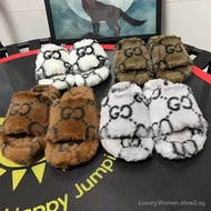 [1:1] High Version G Home Double G Printed Thick-Soled Furry Slippers for Women, New Winter Furry Sl