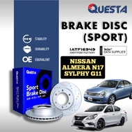 QUESTA NISSAN ALMERA 1.5 N17 SYLPHY G11 SPORT BRAKE DISC ROTOR (FRONT)