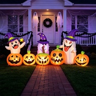 Halloween Ghost Pumpkin Combo Inflatable Airblown 2.4M with Witch Hat Yard Lawn Outdoor Decoration

