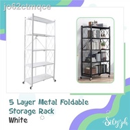 ☜5 Layer Kitchen Foldable Storage Rack Organizer with Wheels Folding Storage Shelf Rack Layer Foldin