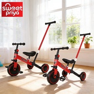 4-in-1 Baby Tricycle With Push Handle Kids Bycycle Stroller Bicycle Toddler Balance Bike Budak Basik
