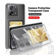 Credit Card Slot Holder Transparent Shockproof Case TPU Cover For Xiaomi Mi 13t 12t 11t Mi13t M12t Pro