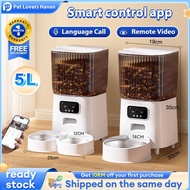 Smart Pet Feeder Automatic Cat Feeder Bekas Makanan Kucing 5L HD Camera Night Vision 智能喂食器