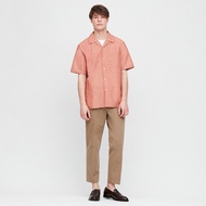 kemeja UNIQLO original kerah terbuka pink