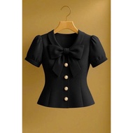 S39 4-Button Bow Collar Shirt