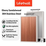 LifeMall - Ebony Sandalwood + 304 Stainless Steel Chopping Board Certified 99.9% Antibacterial