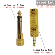 2Pcs 6.5mm to 3.5mm and 3.5mm to 6.5mm Audio Adapter Set 1/4-inch to 1/8-inch and 1/8-inch to 1/4-in