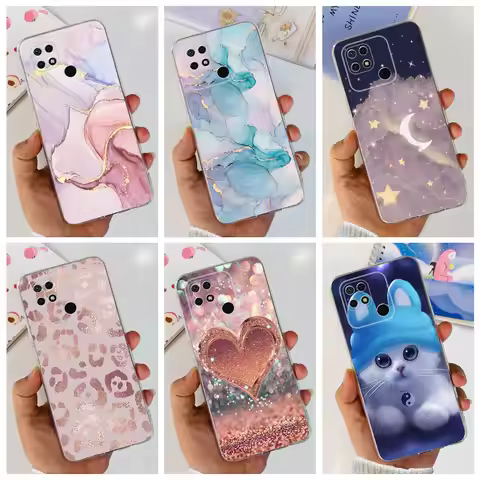 For Xiaomi Redmi 10C Redmi 10 2022 Case Dopamine color scheme Marble Painting Cover Etui For Xiaomi 