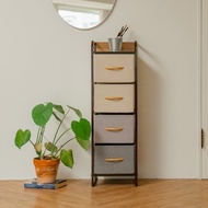 【ikloo】和風異材質四層抽屜收納櫃 (收納箱/把手抽屜櫃/麻布收)