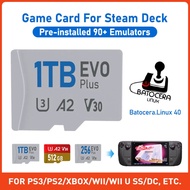 1T/512G/256G Game Card For Steam Deck Batocera.linux 40 With 90+Emulators 40000 Games Memory Card Fo