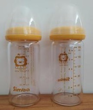 二手 小獅王辛巴 超輕鑽 寬口 直圓 玻璃 小奶瓶 (180ml)