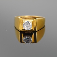 Nhẫn Thép Titan Màu Vàng Cho Nam Nữ Nhẫn Cưới Cặp Đôi Nhẫn Kim Cương Đơn Giản Sang Trọng Nhẫn Thép T