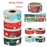 120 Pcs/roll Christmas Gift Stickers Merry Christmas Envelope Gift Bag Decoration Seal Sticker Self-adhesive Sticker Label Christmas Decoration