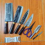 [ GIÁ SỐC ] Bộ 8 dao bếp cán gỗ mun  rèn thủ công bằng nhíp xe ô tô c45