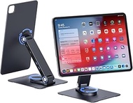 Hagibis Magnetic iPad Stand with USB C Docking Station, 360° Rotatable Adjustable Tablet Holder with