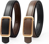 Women's Reversible Bovine Leather Belt Thin Fashion Waist Belts for Jeans Pants Dresses