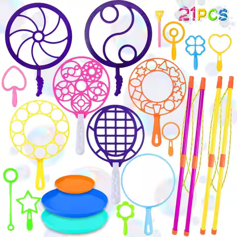 21Pcs Giant Bubble Wands Kit, Bubble Wands Set Big Bubble Wands with Tray, Big Bubble Maker for Inte