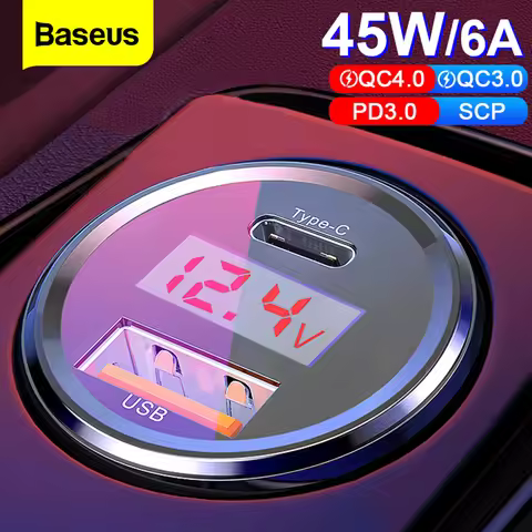 Baseus 45w Quick Charge 4.0 3.0 USB Car Charger For iPhone Xiaomi Samsung QC4.0 QC3.0 QC Type C PD C