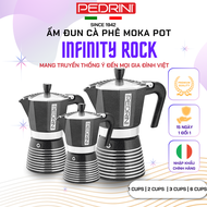 Ấm Pha Bình Pha Cà Phê Moka Pot PEDRINI Infinity Rock Nhập Khẩu Ý Chính Hãng - Loại 6 Cups - Màu Đe