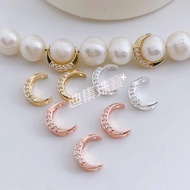 A-LDJ14 [14K Gold-Clad Accessories] 14k Gold-Clad Inlaid Zircon Moon Bead Ring diy Handmade Bracelet