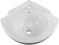 Renovators Supply Manufacturing Mountain Pond 20.5" Corner Wall Mount Bathroom Sink Small White Ceramic Bowl with Overflow and Backsplash Space Saving Easy Install Heavy Duty Porcelain Sink