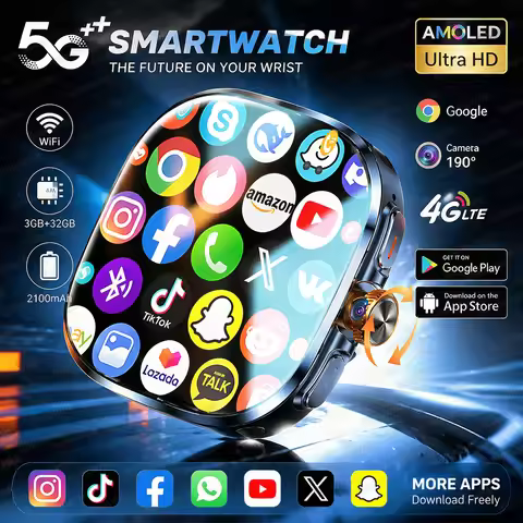 3GB+32GB RAM 5G/4G Smart Watch 2.40 inch AMOLED 900W Camera Video HD Call GPS Map Navigation NFC Goo