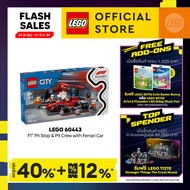 LEGO City 60443 F1 Pit Stop & Pit Crew with Ferrari Car (322 Pieces) Building Blocks Kids Toy