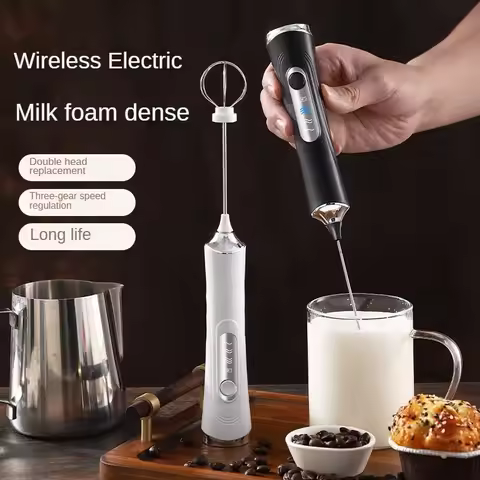 USB electric mixer, handheld coffee milk frother, portable 3-speed blender, butter maker, kitchen to