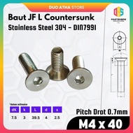 M4x40 JF Bolt L M4 x 40 Stainless M4 x 40 Stainless Steel Verseng Bolt/ Countersunk M4 x 40 Stainles