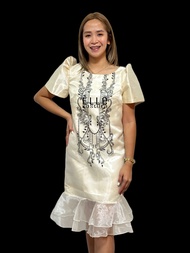 Filipiniana Embroidered Barong Dress Black Edition (Knee Length)