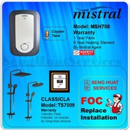 MISTRAL MSH708 INSTANT WATER HEATER WITH CLASSICLA TS7009BK RAIN SHOWER [ FREE REPLACE INSTALL ]