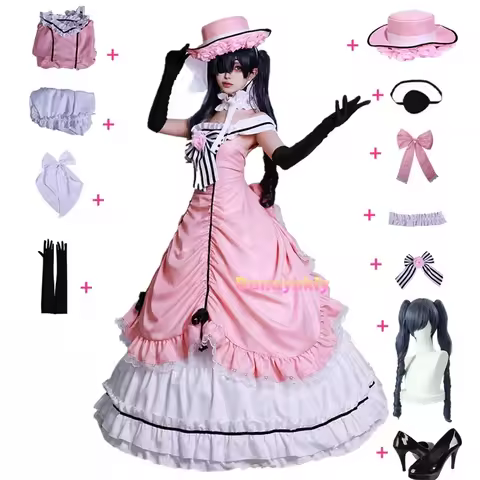 25 Anime Black Butler Kuroshitsuji Ciel Phantomhive Cosplay Sleeveless Lace Maid Cut Full Dress Unif