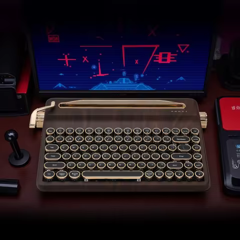 YUNZII QL75 Wood QMK/VIA Mechanical Keyboard, Retro Style RGB Wireless Mechanical Keyboard, Mac/Win 