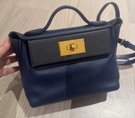 有單✨ Hermès 愛馬仕2424 mini包，z刻，午夜藍色拼色 金扣，Evercolor皮
