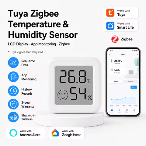 Tuya Zigbee Temperature & Humidity Sensor Smart Life APP Remote Monitor for Smart Home Alexa Google 